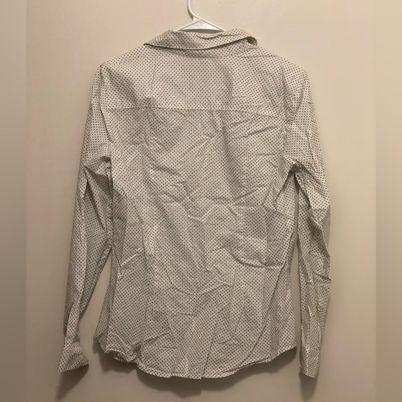 Loft White Button Down Dress Shirt With Black Pin Dots, Size M - Picture 4 of 4